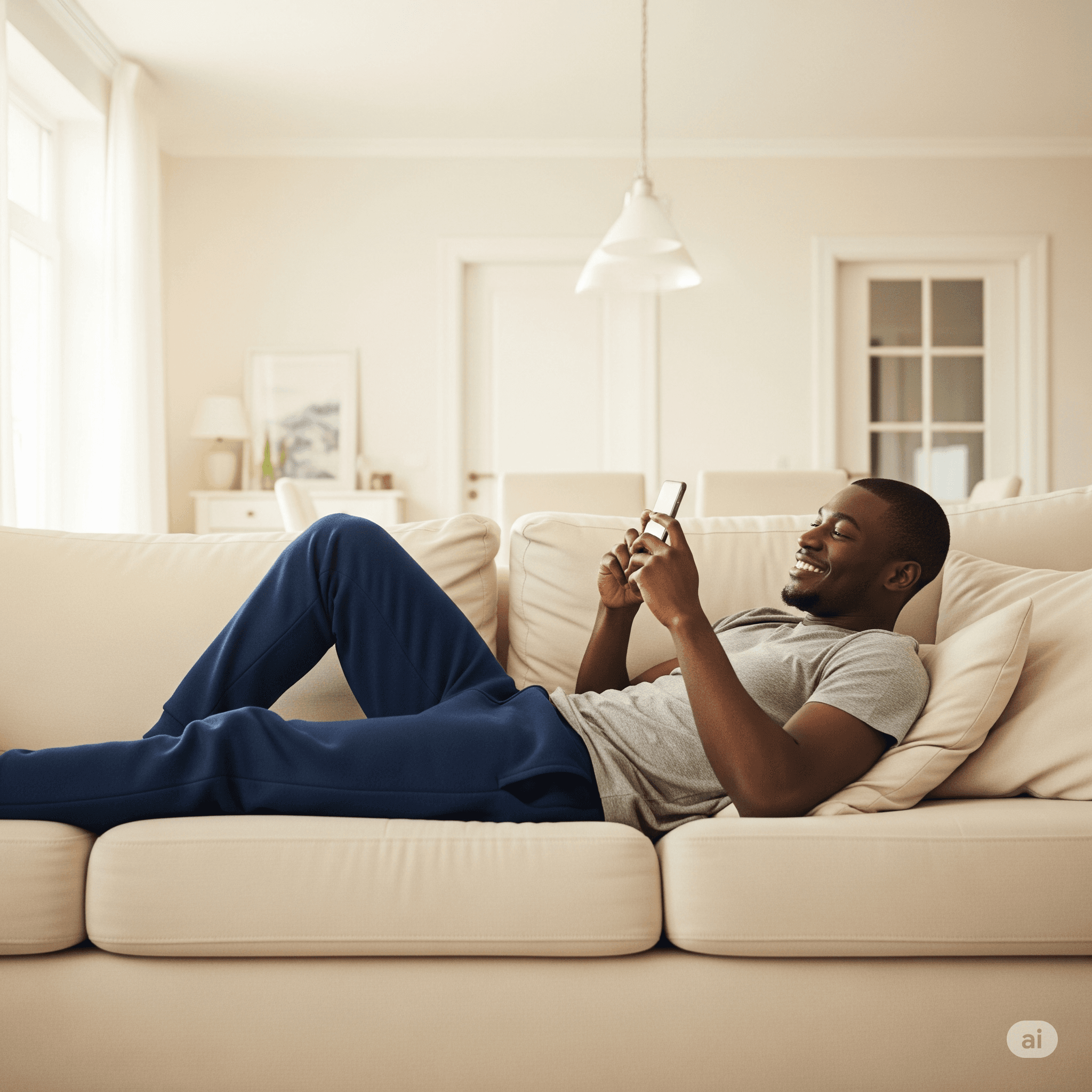 Person banking from home