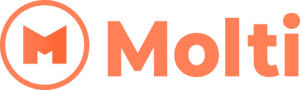 "Orange logo with a circular design surrounding a stylized 'M' and the word 'Molti' to the right of the circle.
